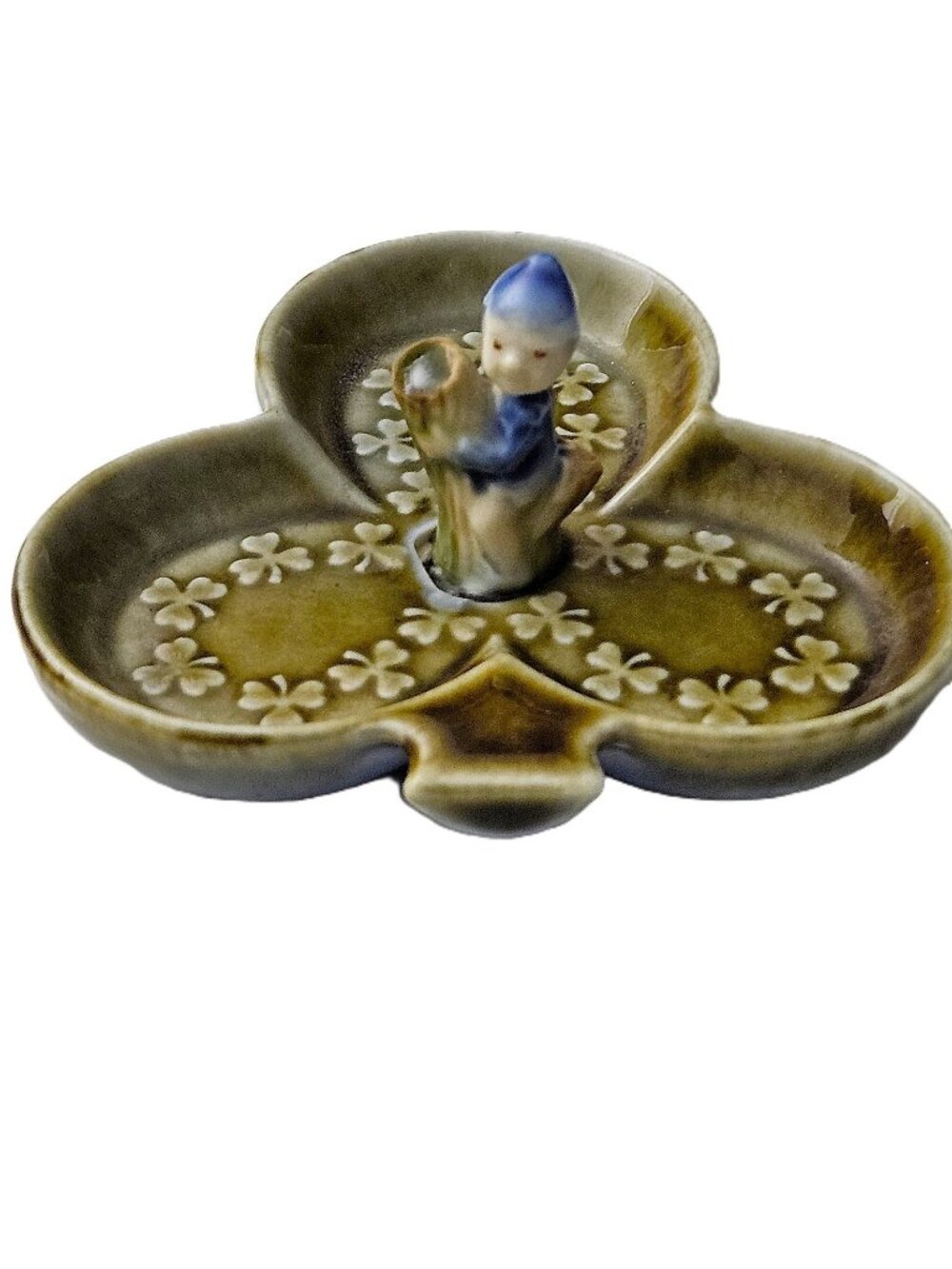 Vintage Wade Irish Porcelain Clover Trinket Dish – Leprechaun – Made in Ireland